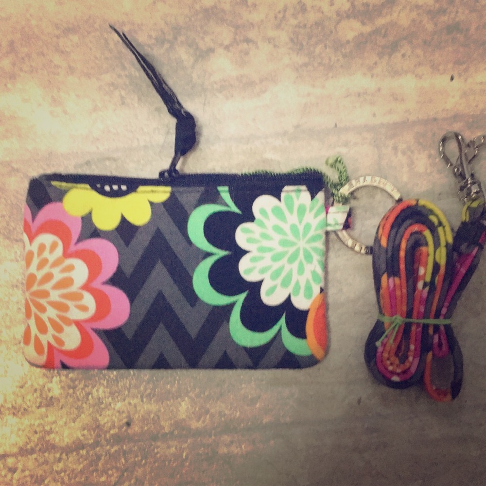 Vera Bradley ziggy zinna pattern zip id +lanyard
